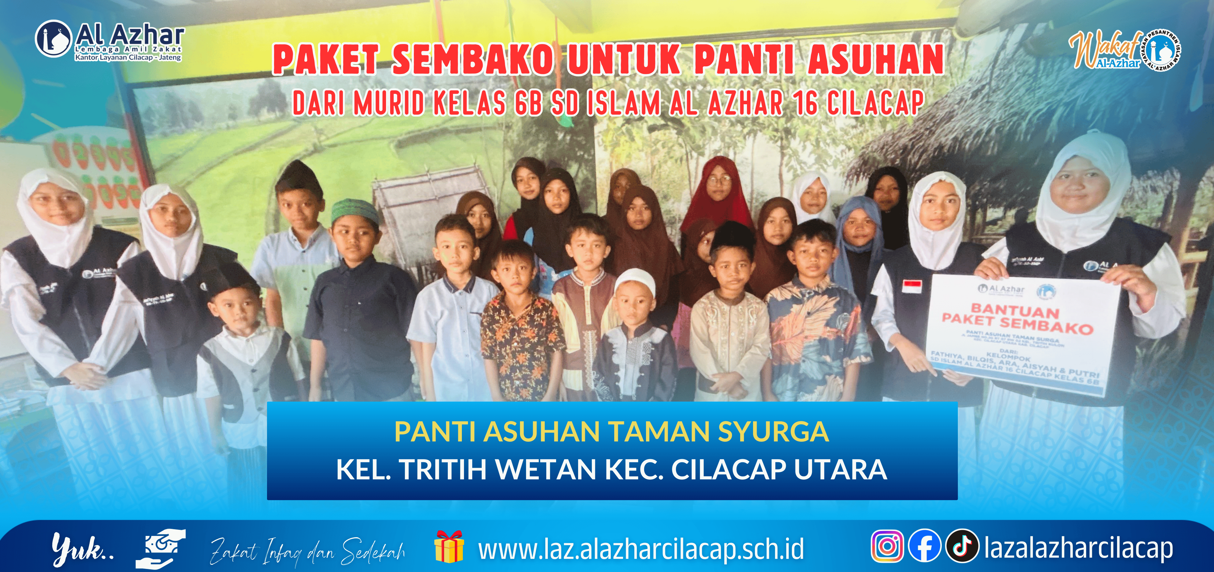 Sosial Care Murid Kelas 6B SD Islam Al Azhar 16 Cilacap untuk Panti Asuhan