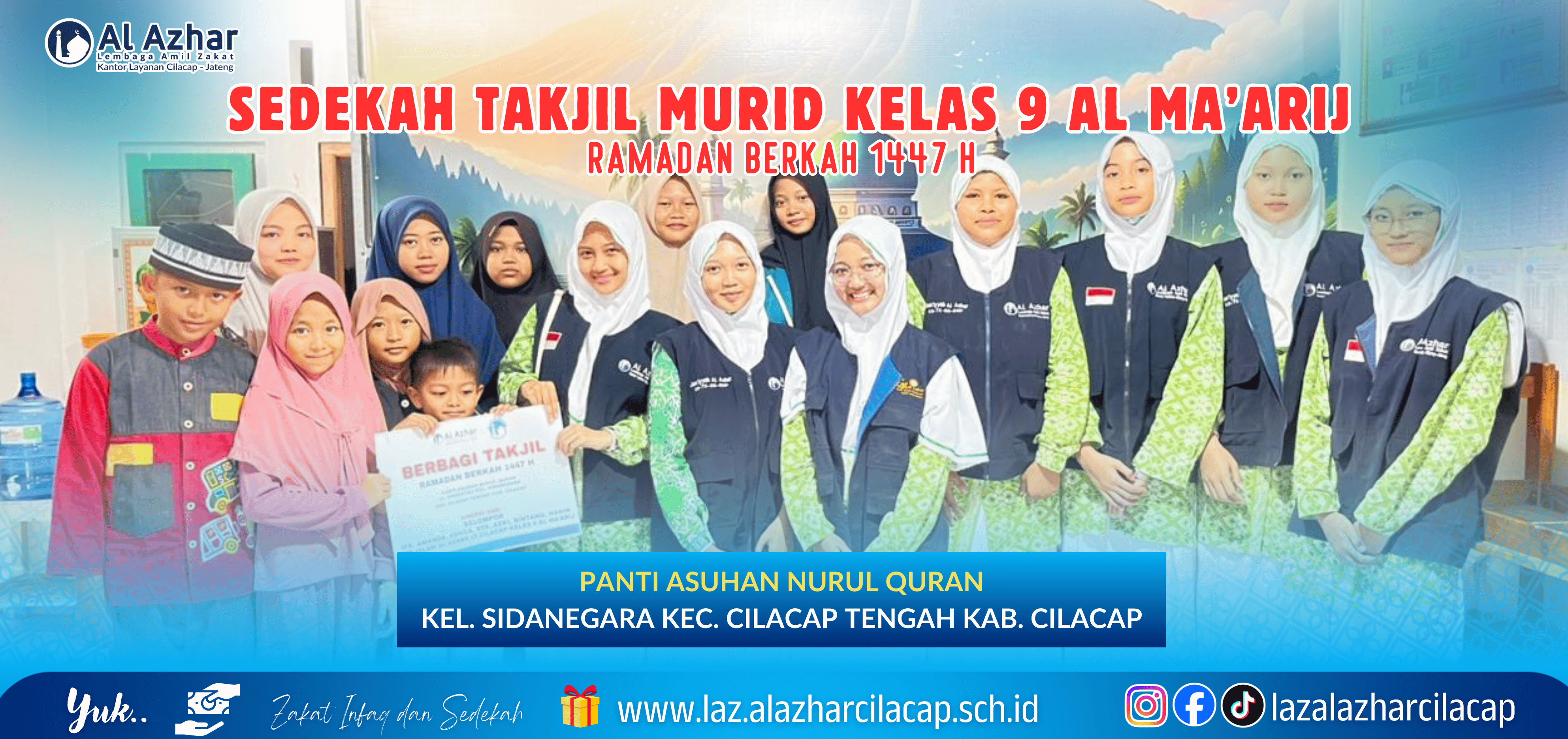 Murid Kelas 9 Al Ma’arij Berbagi Takjil di Panti Asuhan Nurul Quran